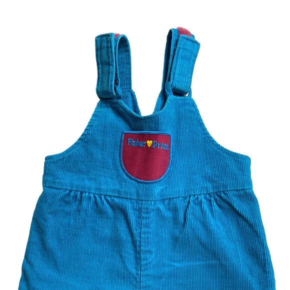 Vintage Fisher Price Overalls Baby Toddler Blue Corduroy - Picture 4 of 11